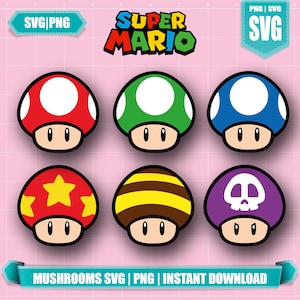svg champignon, svg mario. Téléchargement instantané, téléchargez super mario svg, svg mario numérique, svg mario imprimable, fichiers de coupe cricut. Mario svg png