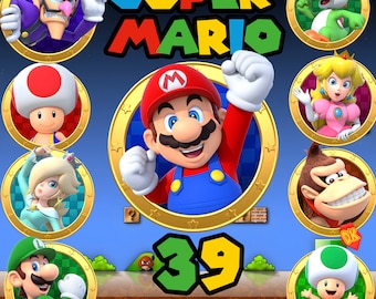 Super Mario Clipart: 39 PNG Frames, Transparent Birthday Graphics (Digital Download)