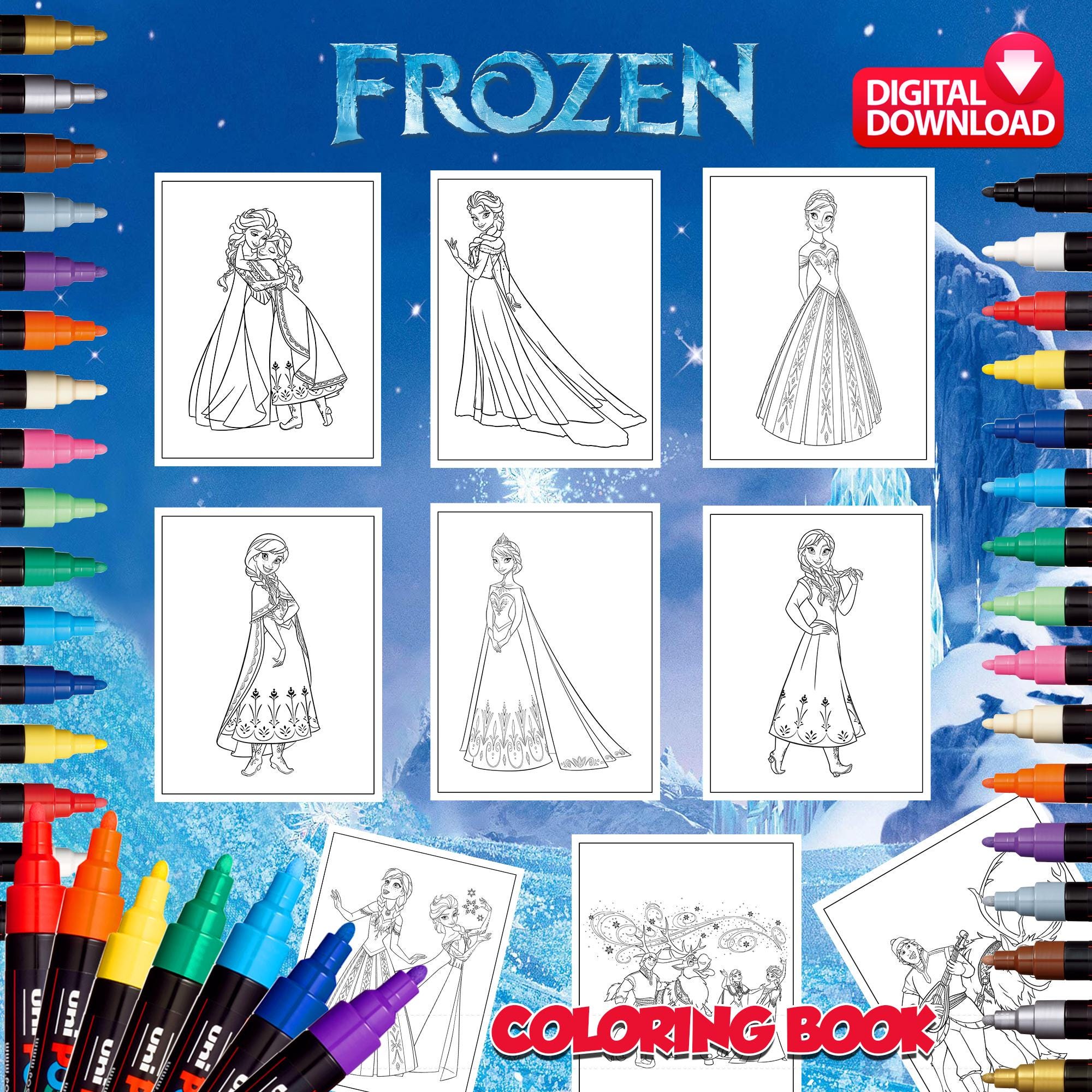 Frozen Elsa Ice Princess Anna Coloring Book Pages Sheets for Kids ...