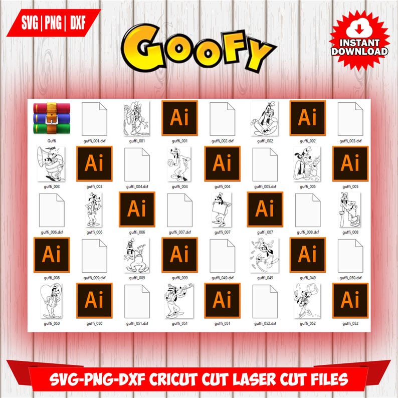 Goofy SVG Bundle, Cricut DXF Laser Cut Files Digital Download Instant ...