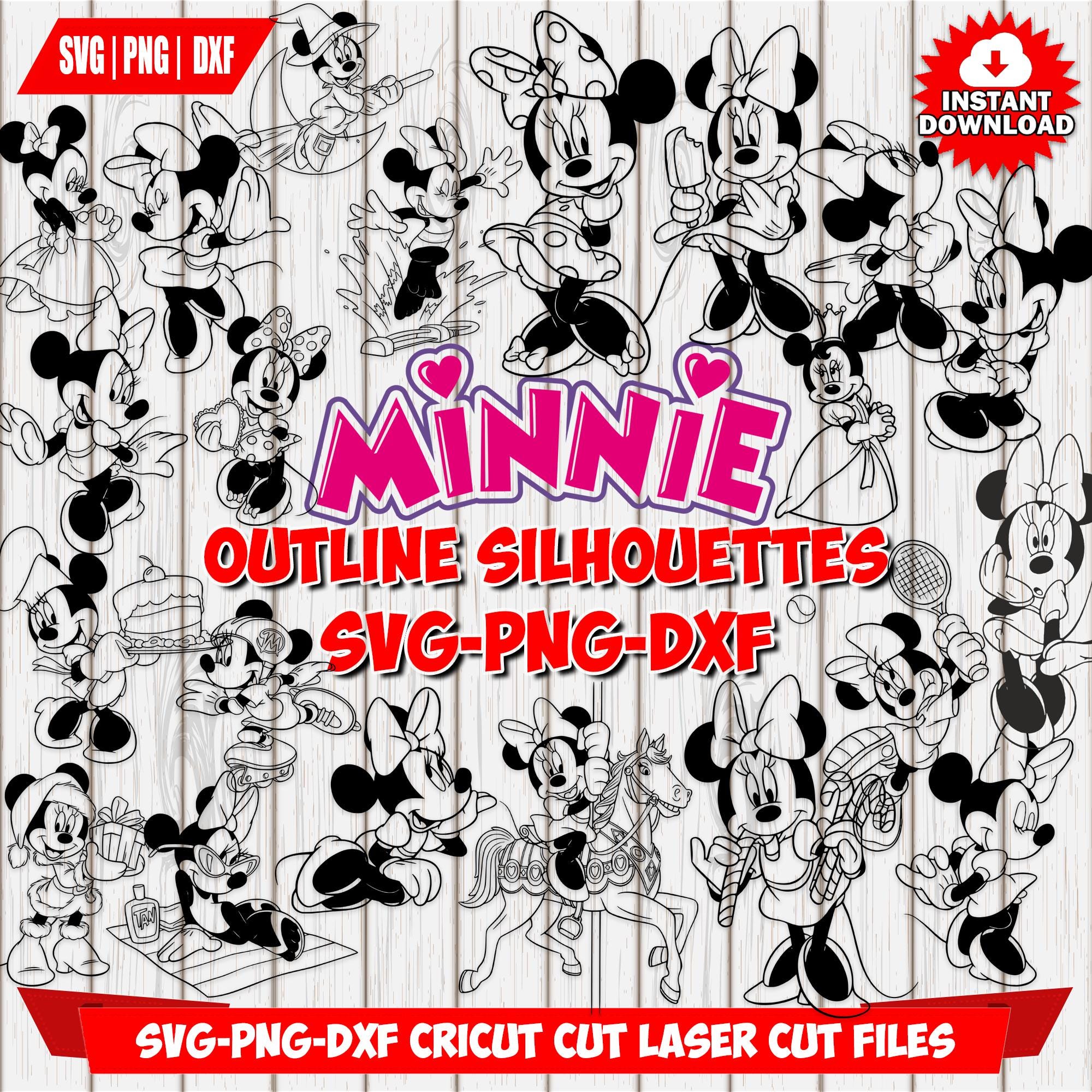 Minnie Mouse SVG Bundle, Cricut DXF Laser Cut Files Digital Download ...