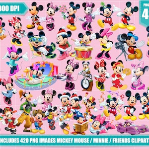 Micky maus Clipart 420 PNG Bilder, druckbare Micky Maus Minnie, Micky und Freunde PNG Clipart, digitaler Download, sofort Download