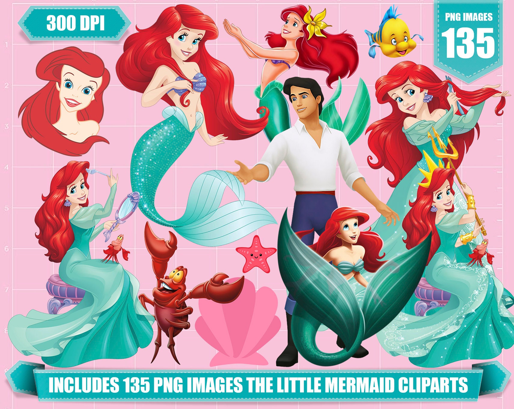 The Little Mermaid Clipart 135 Png Images Printable The Etsy Canada