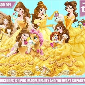 La bella e la bestia clipart 120 immagini png, stampabile La bella e la bestia belle principessa png clipart, download digitale, download immediato