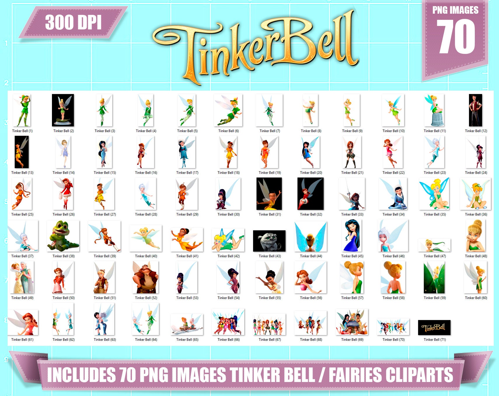 Tinkerbell clipart 70 png images printable disney Tinkerbell Etsy
