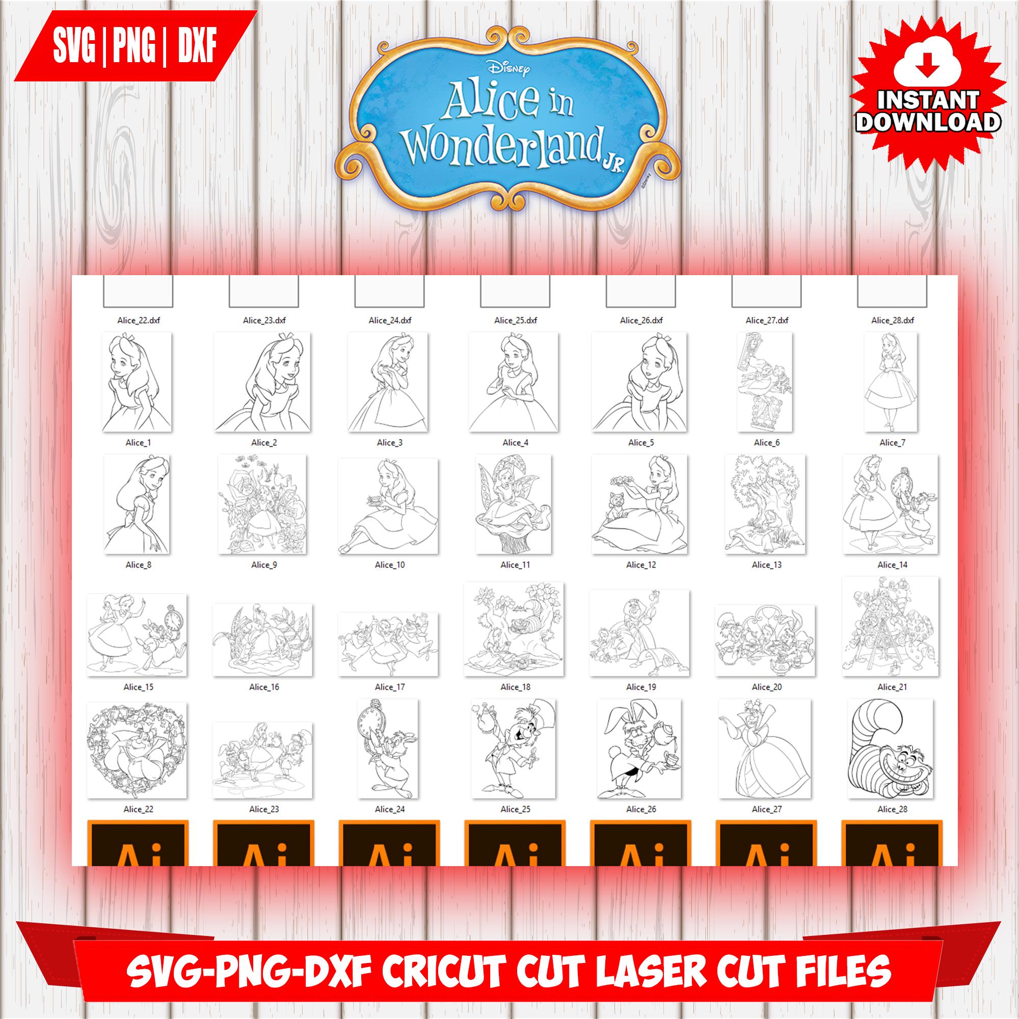 Alice in Wonderland Princess SVG Bundle, Cricut DXF Laser Cut Files ...