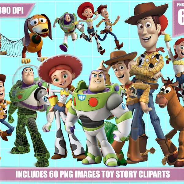 Toy Story Clipart: 60 PNG Images for Birthday Party (Digital Download)