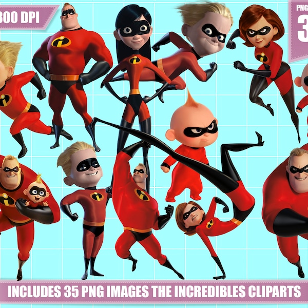 the incredibles clipart 35 png images, printable the incredibles clipart, digital instant download, digital incredibles birthday party png