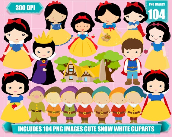Snow White Clipart, 104 PNG Images, Cartoon Princess (Digital Download)
