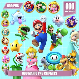 Super Mario Clipart 600 png transparente Cliparts, druckbare Mario, digitale Mario, sofortiger Download, luigi mario transparente png Geburtstag png