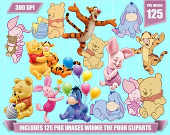 Winnie the pooh clipart 125 png images, printable Winnie the pooh png clipart images, digital pooh download, scrapbook, instant download png