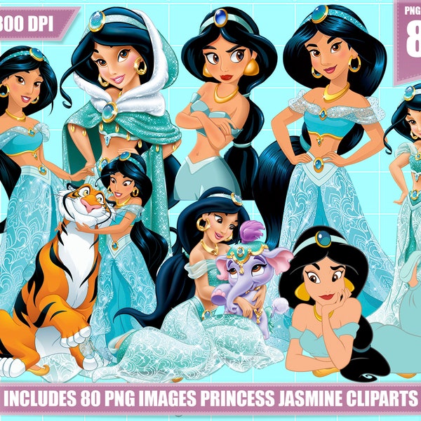 Jasmine clipart 80 png images, printable Jasmine png clipart, digital instant download, Jasmine princess transparent png images, birthday
