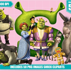 Shrek clipart 50 png images, printable Shrek png clipart, digital instant download, sshrek birthday party clipart, transparent shrek png