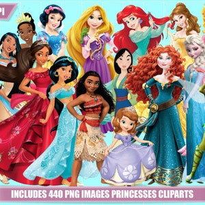 440 imágenes PNG de princesas, imágenes PNG de princesas imprimibles, descarga digital, álbum de recortes, imágenes PNG de princesas, imágenes prediseñadas de fiesta de cumpleaños