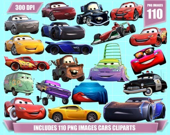 Cars PNG Clipart: 110 Images for Birthday Party (Digital Download)