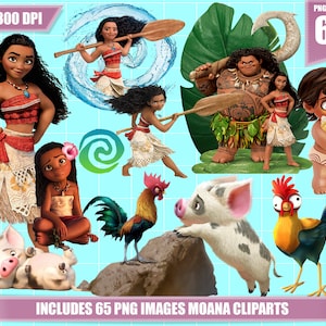 65 imágenes PNG de Moana, imágenes PNG de Moana imprimibles, Moana digital, descarga instantánea, fiesta de cumpleaños de Moana, imágenes transparentes de Moana