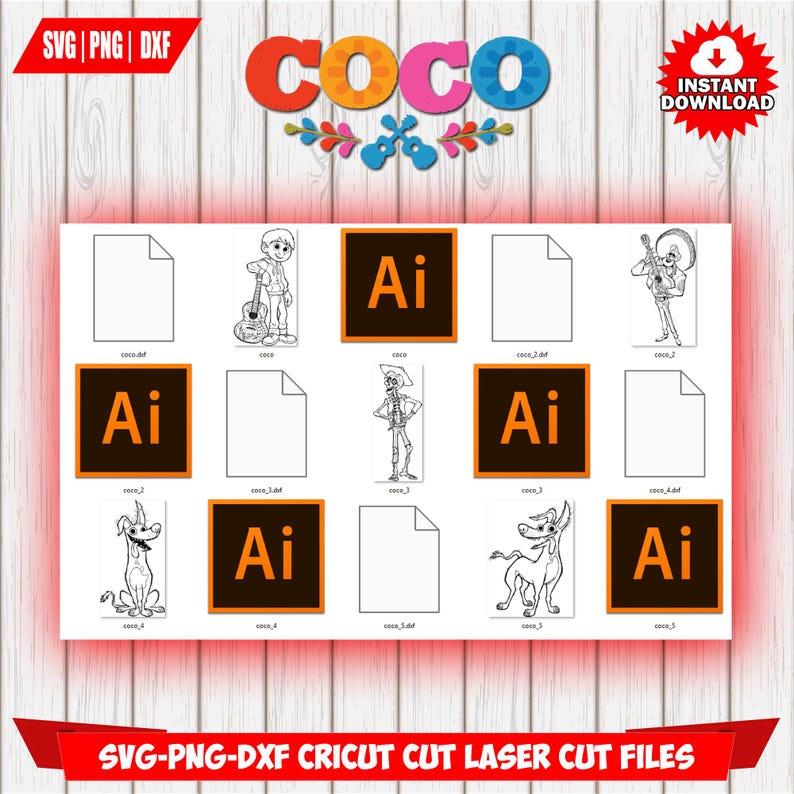 Coco SVG Bundle, Cricut DXF Laser Cut Files Digital Download Instant ...