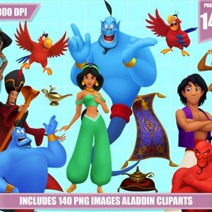Aladdin clipart 140 png images, printable Aladdin png clipart, digital instant download, jasmine Aladdin, birthday party decorations clipart