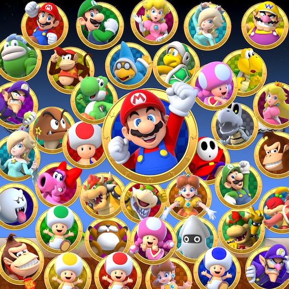 Super Mario Clipart: 39 Transparent PNG Frames (Digital Download)