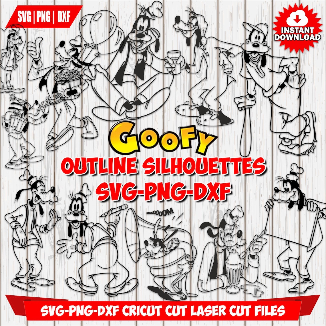 Goofy SVG Bundle, Cricut DXF Laser Cut Files Digital Download Instant ...