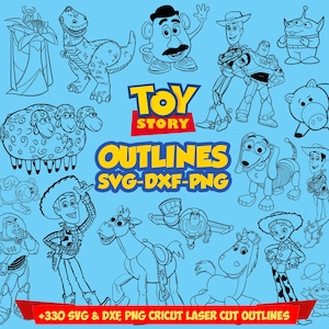 Toy Story SVG Cricut Outlines Bundle DXF taglio laser Clipart (download digitale PNG)