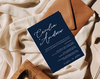 Invitations de mariage minimales avec code QR, suite d'invitations de mariage minimaliste, invitation moderne, modèle d'invitation modifiable simple, #MM2