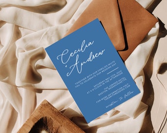 Minimal Wedding Invites with QR Code, Minimalist Wedding Invite Suite, Modern Invite, Simple Editable Invite Template, Elegant Invitation
