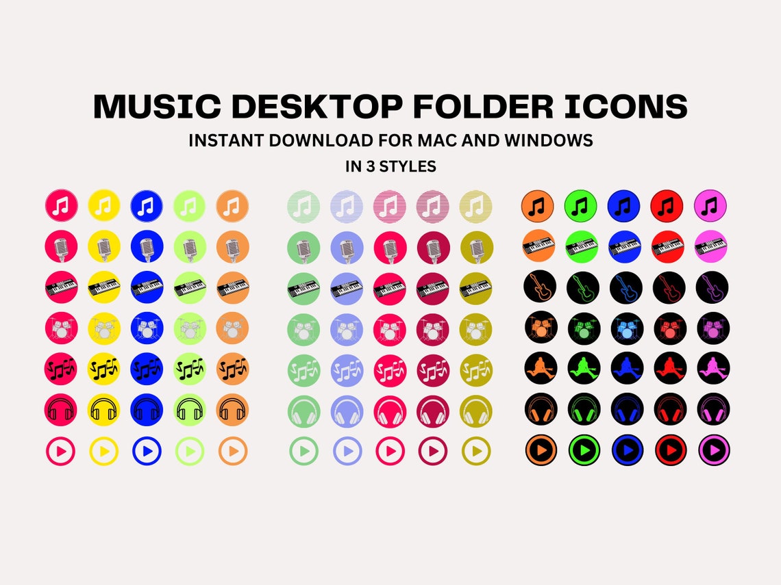 105 Music Desktop Folder Icons for Mac and Windows, Computer Desktop ...