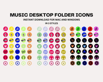 105 Music Desktop Folder Icons for Mac and Windows, Computer Desktop Icons, Instant Download, Aesthetic Icons, Digital, Music Icons, PC