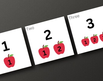 Tarjetas didácticas numéricas del 1 al 20, herramienta de aprendizaje Montessori