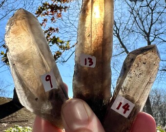 Smoky Quartz Points Raw brown clear smokey Rare Crystal Wand - You Choose!