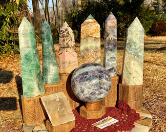 Fluorite, Rhodonite Point, Crystal ball or Tower, Calcite Cube Choose your Stone