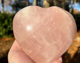 Rose Quartz Heart 5” Large Pink Crystal Rose Quartz 2 pound sparkling heart