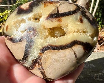 Septarian Puffy Heart Carving Healing Crystal Heart UV Reactive Solar Plexus Chakra - You choose!