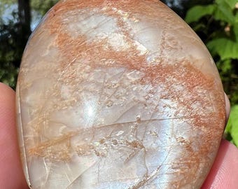 Peach Moonstone flame teardrop Orange flashy standing stone 2.5 inch