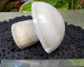 Crystal mushroom Fluorite Polished white semi sphere hand carved large