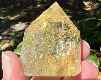 Citrine Crystal Point Tower: Rainbow Inclusions, Solar Plexus Chakra