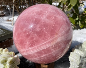 Rose Quartz Crystal ball 39 LB or Stone Dragon unicorn carving, Choose your stone
