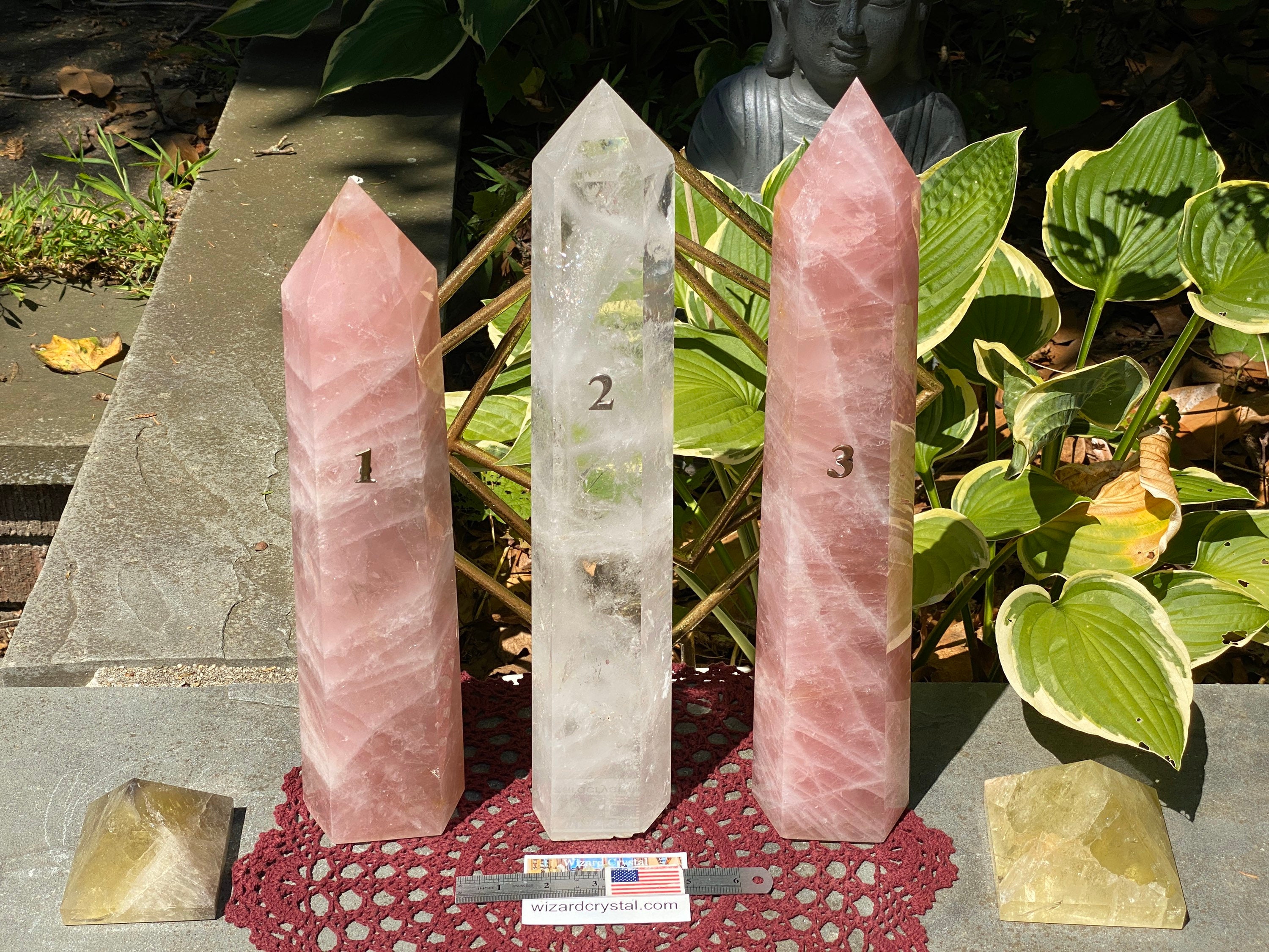 ローズクォーツ＆クリアクリスタルポイント 15-16インチ大型