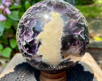 Rainbow Fluorite Sphere: XXL Purple Crystal Ball (6.9lb, 4.8")