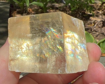 Iceland Spar Optical Calcite cube specimen clear yellow orange honey calcite
