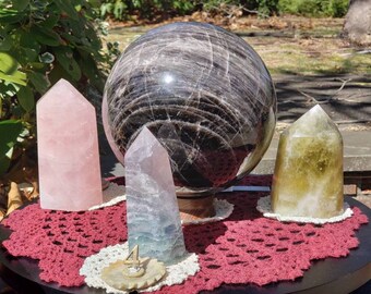 17LB Smokey Quartz Sphere Or Fluorite, Citrine, Rosequartz Crystal points tower wand -Choose your exact stone