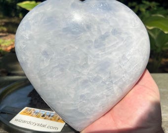 Blue Calcite Heart large 6.6" crystal  XL blue color Pounds LB lbs