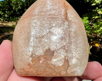 Peach Moonstone Flame Orange flashy standing stone 3.5 inches