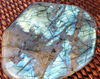 Labradorite blue 6.3" XXL tower large sphere stand obelisk feldspar spectrolite