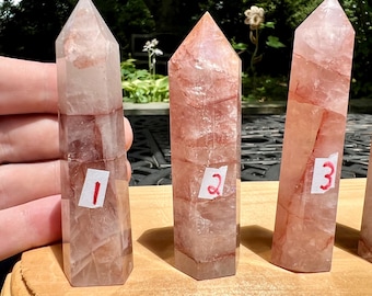 Hematoid Quartz Point natural red crystal Tower reiki chakra healing -You choose