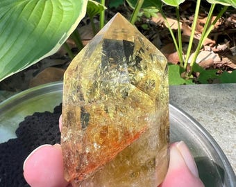 Citrine Quartz point smokey golden rainbow crystal generator