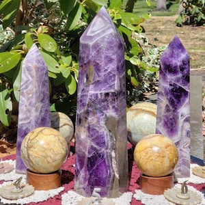 Chevron Ametist lila Point eller Jade kristallkula gul orange - välj exakt din sten