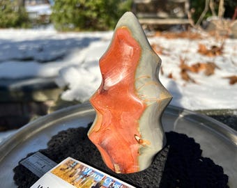 Crystal Spiral large Jasper Polished Red generator freeform rainbow crystal multicolor stone