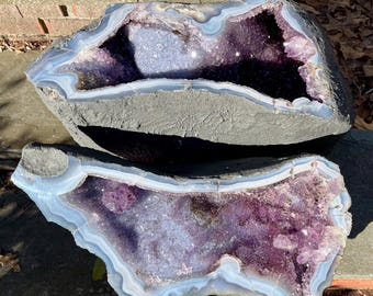 62LB Amethyst Geode: Large Purple Blue Crystal Cornucopia Box